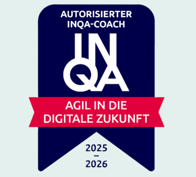 Zertifikat für autorisierten INQA-Coach, agil in die digitale Zukunft 2025-2026.